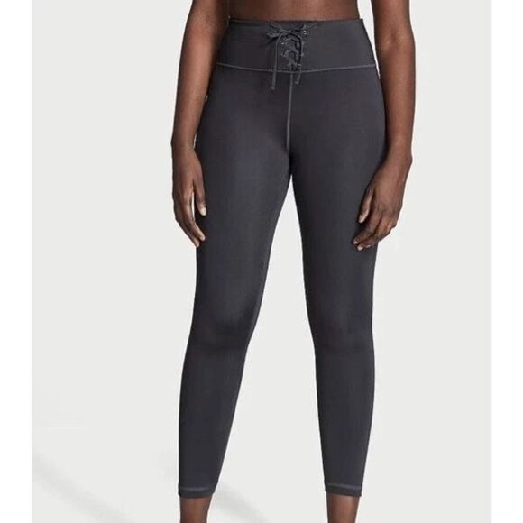 Victoria's Secret 11222522 Women Sz M Black Essential High-Rise Lace-Up Leggings - Picture 10 of 11
